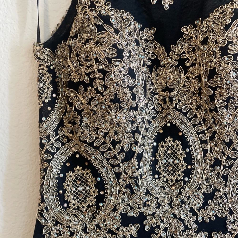 Elegant Black and Gold Embellished Dress - Picture 9 of 11
